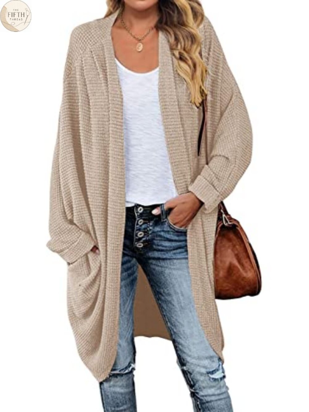 Oversized Waffle Knit Cardigan Dolman Sleeve Shawl Collar Slouchy
